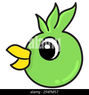 ridere testa di uccello emoticon con viso carino Illustrazione Vettoriale
