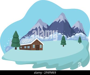 neve valanga scena Illustrazione Vettoriale