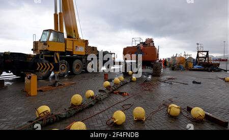 Cantiere in porto marittimo. Estensione di un dock Foto Stock