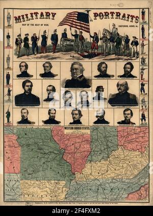 Un poster di ritratti militari della Guerra civile americana Foto Stock