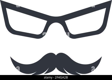 Baffi con l'icona del logo degli occhiali illustrazione vettoriale Illustrazione Vettoriale