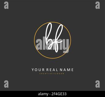 BF Scrittura a mano della lettera iniziale e logo della firma. Un logo iniziale di calligrafia concettuale con elemento modello. Illustrazione Vettoriale