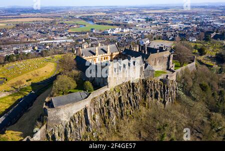 Veduta aerea del Castello di Stirling, Stirling, Scozia Regno Unito Foto Stock