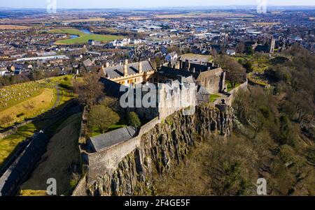 Veduta aerea del Castello di Stirling, Stirling, Scozia Regno Unito Foto Stock