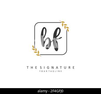 BF Scrittura a mano della lettera iniziale e logo della firma. Un logo iniziale di calligrafia concettuale con elemento modello. Illustrazione Vettoriale