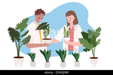 stabilimento di ricerca scientifica in laboratorio con stile cartoon piano Illustrazione Vettoriale