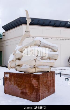 Parte del gruppo scultoreo Revolution Evolution, di Krystof Hosek, museo di Kampa, museo di arte contemporanea, isola di Kampa, Mala strana, Praga, Czec Foto Stock