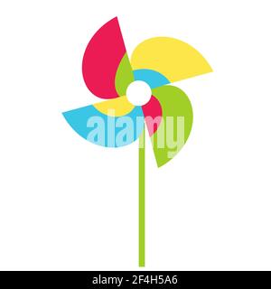 Pinwheel giardino carta mulino a vento icona giocattolo. Illustrazione vettoriale Illustrazione Vettoriale