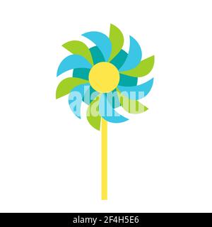 Pinwheel giardino carta mulino a vento icona giocattolo. Illustrazione vettoriale Illustrazione Vettoriale
