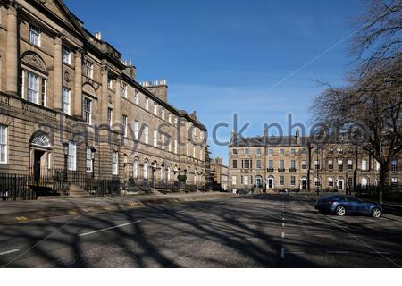 Lato nord di Charlotte Square, Edinburgh New Town Streets, alloggi di lusso, Edimburgo, Scozia Foto Stock