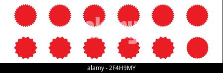 Collezione di etichette rosse. Vendita, adesivo sconto. Prezzo dell'offerta speciale. Icona vettoriale isolata su sfondo bianco Illustrazione Vettoriale