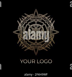 Modello vettoriale astratto moderno di design del logo in stile lineare alla moda Illustrazione Vettoriale