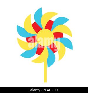 Pinwheel giardino carta mulino a vento icona giocattolo. Illustrazione vettoriale Illustrazione Vettoriale