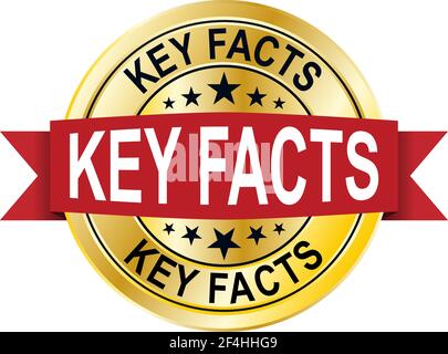 Adesivo Gold Key Facts con fattore di parola su sfondo bianco Illustrazione Vettoriale