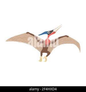 Flying pterodactyl, collezione preistorica di dinosauri. Animali antichi. Disegnato a mano. Illustrazione Vettoriale