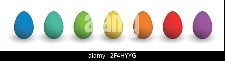 Raccolta di sette uova di Pasqua colorate Illustrazione Vettoriale