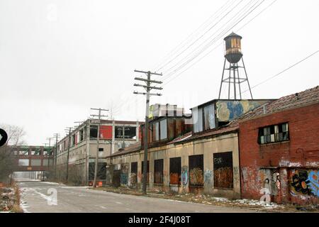 Rovine della Packard Automotive Plant, Detroit, Michigan, USA Foto Stock