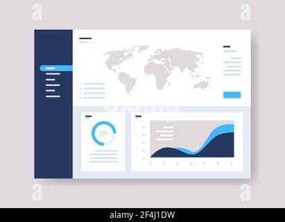 modello di dashboard infografico con grafico delle informazioni sull'analisi dei dati delle statistiche dei grafici amministrazione finanziaria Illustrazione Vettoriale