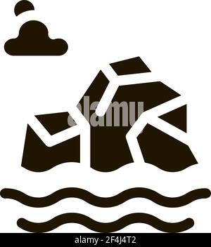 Iceberg in Sea icona Vector Glyph Illustrazione Illustrazione Vettoriale