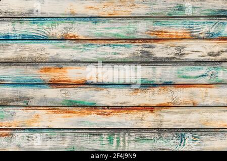 Texture in legno dipinta con motivi multicolore, decorativo, pannelli interni di design sfondo. Foto Stock