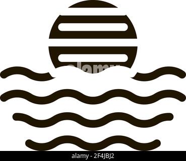 Icona della palla su sabbia Illustrazione del glyph vettoriale Illustrazione Vettoriale