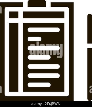 Icona penna ed elenco Illustrazione del glyph vettoriale Illustrazione Vettoriale