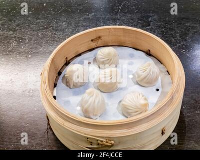 Primo piano di Red Bean XiaoLongBao a Las Vegas, Nevada Foto Stock