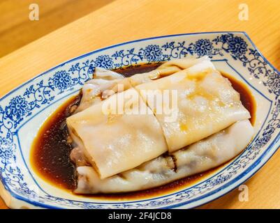 Primo piano del Rice Roll al vapore con Shrimps a Las Vegas, Nevada Foto Stock