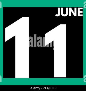 Giugno 11 . Icona calendario giornaliero moderno .data, giorno, mese .calendario per il mese di giugno Foto Stock