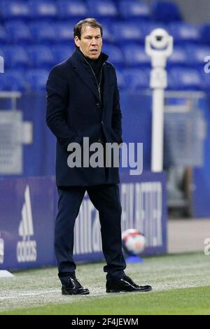 Rudi Garcia, allenatore dell'Olympique Lyonnais. Calcio Calcio - Ligue 1 - Olympique Lyon vs PSG - Groupama Stadium, Lione, Francia il 22 marzo 2021. Foto di Emmanuel Foudrot/ABACAPRESS.COM Foto Stock