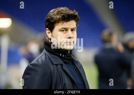 Allenatore di Mauricio Pochettino PSG. Calcio Calcio - Ligue 1 - Olympique Lyon vs PSG - Groupama Stadium, Lione, Francia il 22 marzo 2021. Foto di Emmanuel Foudrot/ABACAPRESS.COM Foto Stock