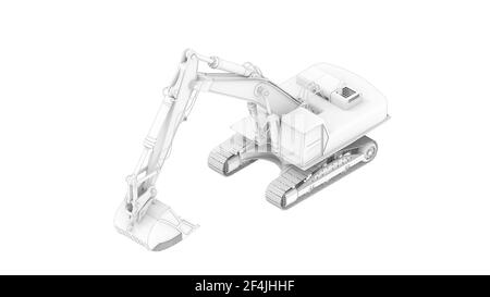 Rendering 3D di un modello di escavatore isolato su un bianco sfondo Foto Stock