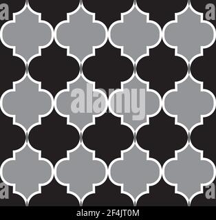 Motivo senza cuciture con ornamento ogeo. Ornamenti tradizionali orientali con forme di piastrelle ripetute. Moschea marocchina. Tradizionale motivo ramadan. Islam Illustrazione Vettoriale