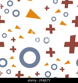 Struttura vettoriale piatta di forme geometriche colorate. Figure geometriche in stile hipster moderno. Sfondo astratto con cerchi blu, marrone Illustrazione Vettoriale