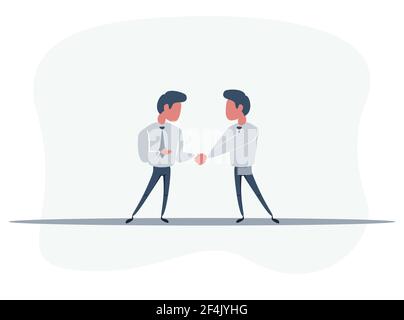 Scuotere le mani illustrazione di affari , simbolo di successo accordo, felice partnership, greeting shake, casuale handshaking accordo flat segno design Illustrazione Vettoriale