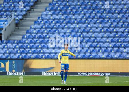 Brondby, Danimarca. 21 Mar 2021. Jesper Lindstrom (18) di Brondby SE visto durante la partita 3F Superliga tra Brondby IF e Aarhus GF al Brondby Stadium di Brondby, Danimarca. (Photo Credit: Gonzales Photo/Alamy Live News Foto Stock