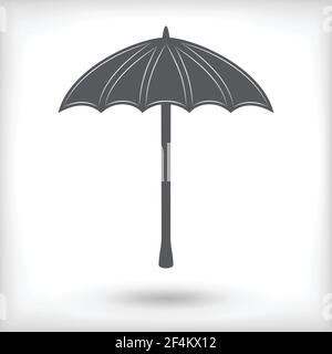 Ombrello nero isolato su sfondo bianco con effetto vignetta. Illustrazione vettoriale Illustrazione Vettoriale