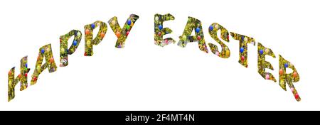 Lettere di Pasqua felici con uova di Pasqua colorate Foto Stock