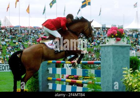 CSIO di San Gallo, 1993, David Broome (GBR) Lannegan equitazione Foto Stock