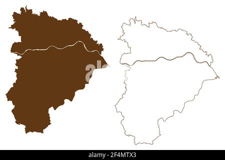 Distretto di Altotting (Repubblica federale di Germania, distretto rurale alta Baviera, Stato libero di Baviera) mappa vettoriale illustrazione, abbozzare Altotti Illustrazione Vettoriale