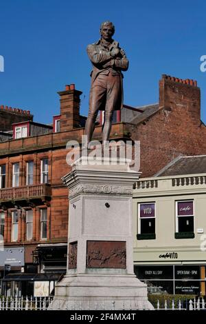 Statua di Robert Burns, Piazza della Statua di Burns, Ayr, Ayrshire del Sud, Scozia, Regno Unito Foto Stock