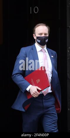 Londra, Inghilterra, Regno Unito. 22 marzo 2021. Il Segretario di Stato per la Salute e l'assistenza sociale MATT HANCOCK è visto a Downing Street. Credit: Tayfun Salci/ZUMA Wire/Alamy Live News Foto Stock