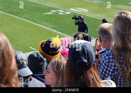 SIOUX FALLS, STATI UNITI - Feb 12, 2018: Foto scattate durante una partita di calcio alla Augustana University, Sioux Falls, South Dakota. Foto Stock