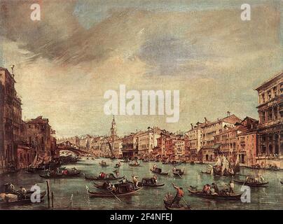 Francesco Guardi- Canal Grande verso il Ponte di Rialto 1765 Foto Stock