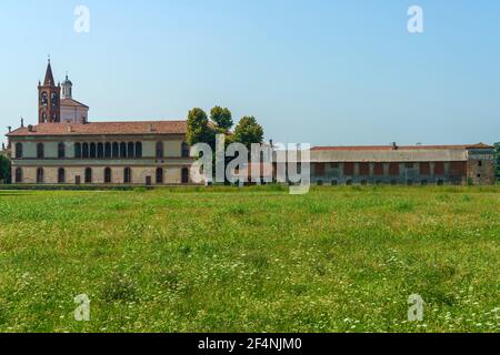 Pista ciclabile lungo il Naviglio Grande da Abbiategrasso a Turbigo (Lombardia, Italia), a Bernate Foto Stock