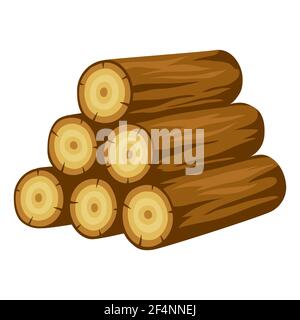 Immagine della pila di log ad albero. Immagine pubblicitaria per l'industria forestale e del legname. Illustrazione Vettoriale