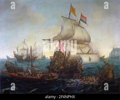 Hendrick Cornelisz Vroom - navi olandesi rampante galee spagnole fuori Costa Fiamminga Ottobre 1602 1617 Foto Stock