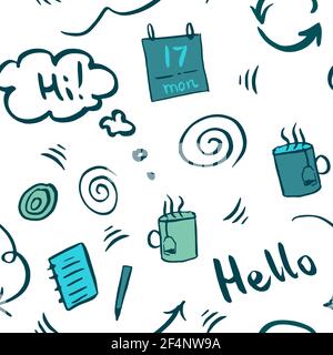 Modello senza cuciture Green e Blue Morning Concept Illustrazione Vettoriale