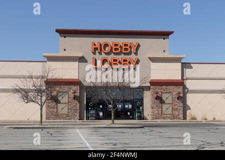 Noblesville - circa Marzo 2021: Hobby lobby Retail Location. La lobby hobby e' un negozio di artigianato. Foto Stock