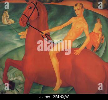 Kuzma Petrov-Vodkin - balneazione cavallo rosso 1912 Foto Stock